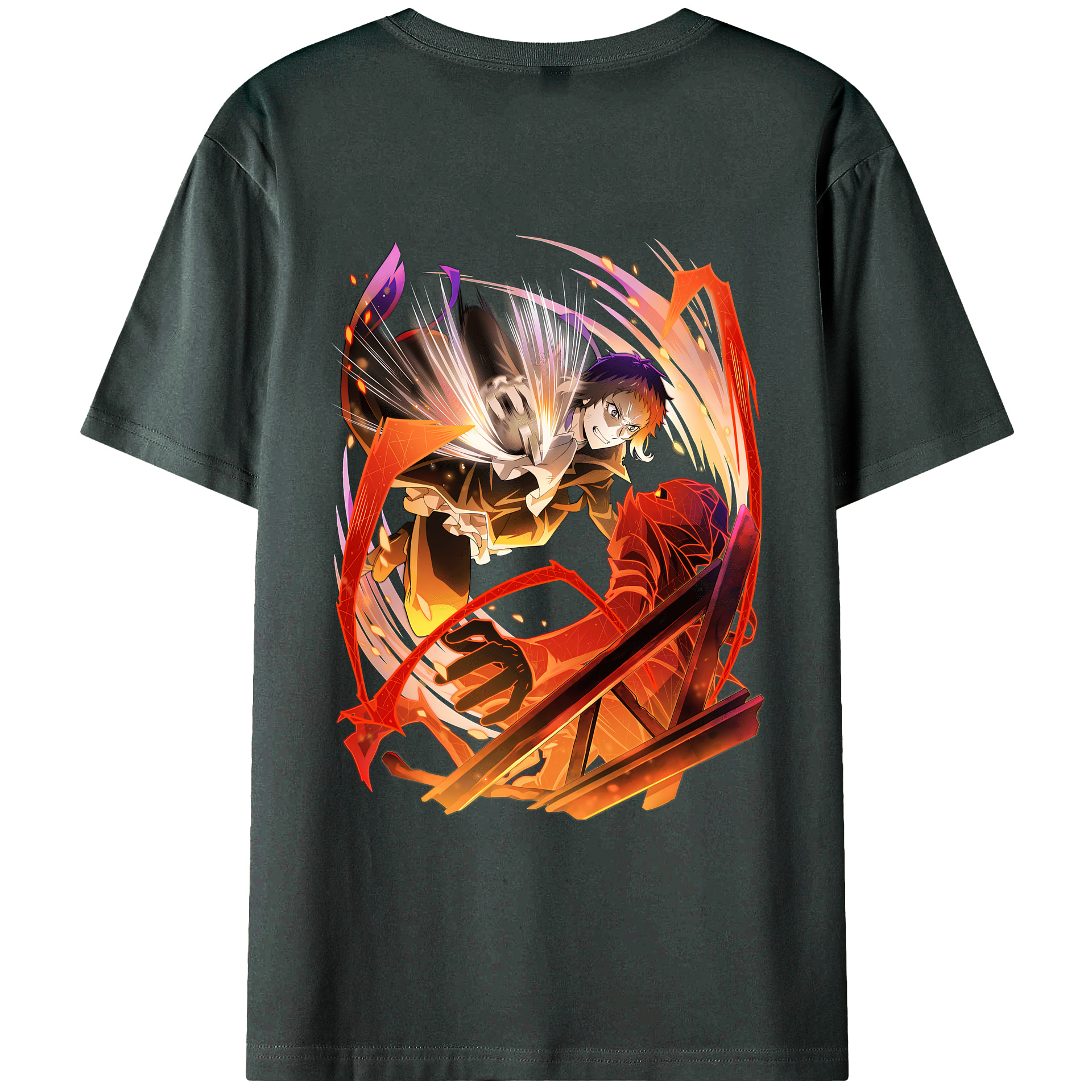 （画像用） 文豪ストレイドッグス Bungo Stray Dogs 綿100％ メンズ半袖Tシャツ（バックプリント） 通気性